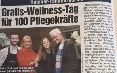 Corona-Hilfe: Gratis-Wellness-Tag für 100 Pflegekräfte